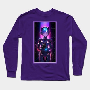 Anime Cute Cat Girl | Quality Anime Girl Artwork | Sci-Fi Manga Girl Anime Art Long Sleeve T-Shirt